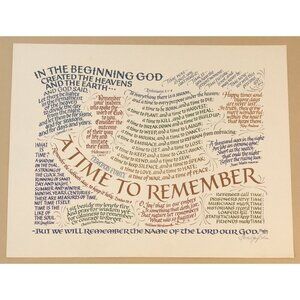 18x14 Signed Religious Calligraphy Print A TIME TO REMEMBER by RACHEL JOY COLVIN